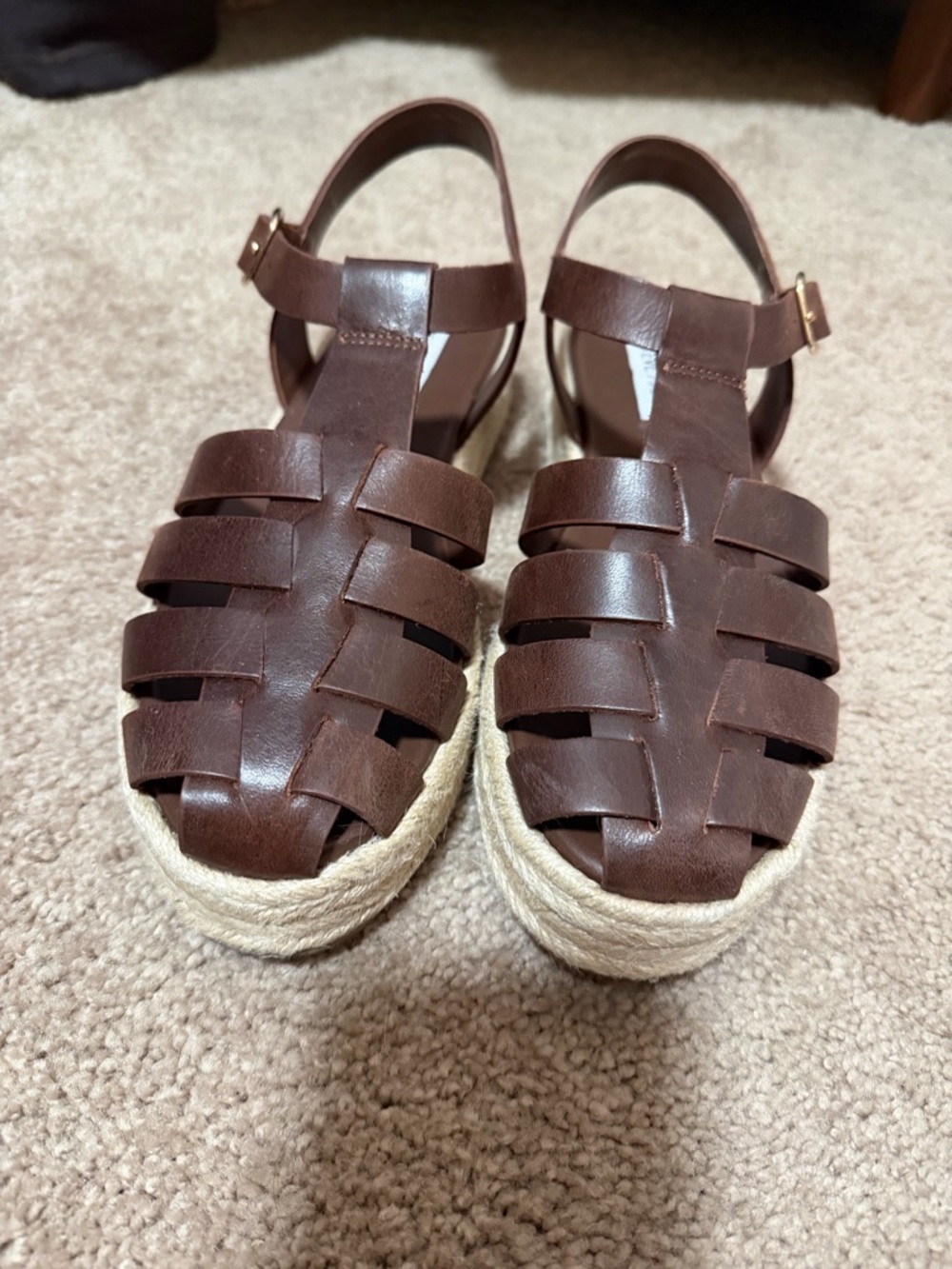 Steve Madden Brown Leather Espadrille Platform Sandals